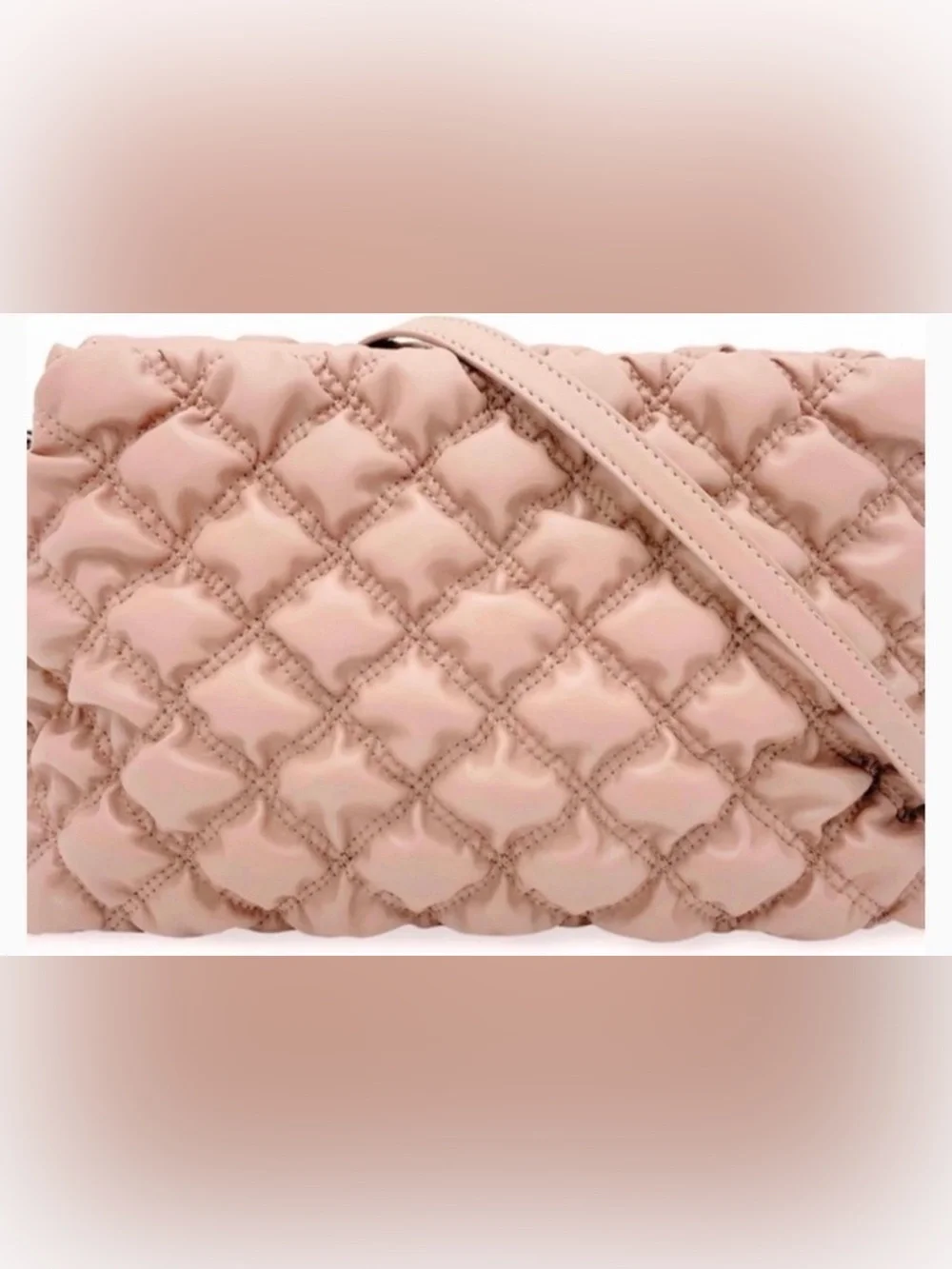Gilda Paris Waffle Quilted Studded Shoulder Bag in Blush Pink - Picture 3 of 3
